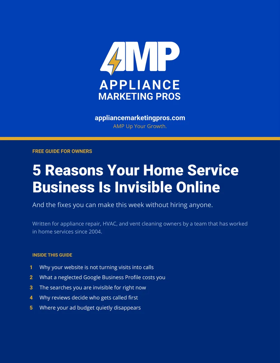 Cover of the free guide, 5 Reasons Your Home Service Business Is Invisible Online