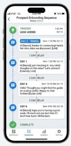Automated follow up text message sequence on a smartphone screen
