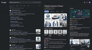 Example of a fully optimized Google Business Profile for appliance repair.