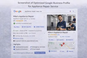 Screenshot of optimized Google Business Profile for appliance repair service