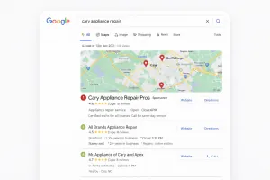Screenshot or mockup of optimized Google Business Profile in map pack