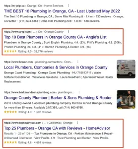 Angi and HomeAdvisor on search results