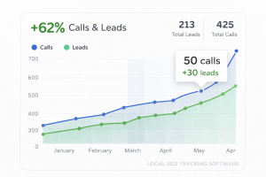 Graph showing increased call volume and leads from local SEO tracking software.