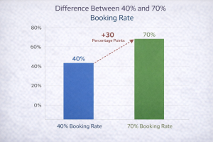 Graph showing the difference between a 40 percent and 70 percent booking rate

